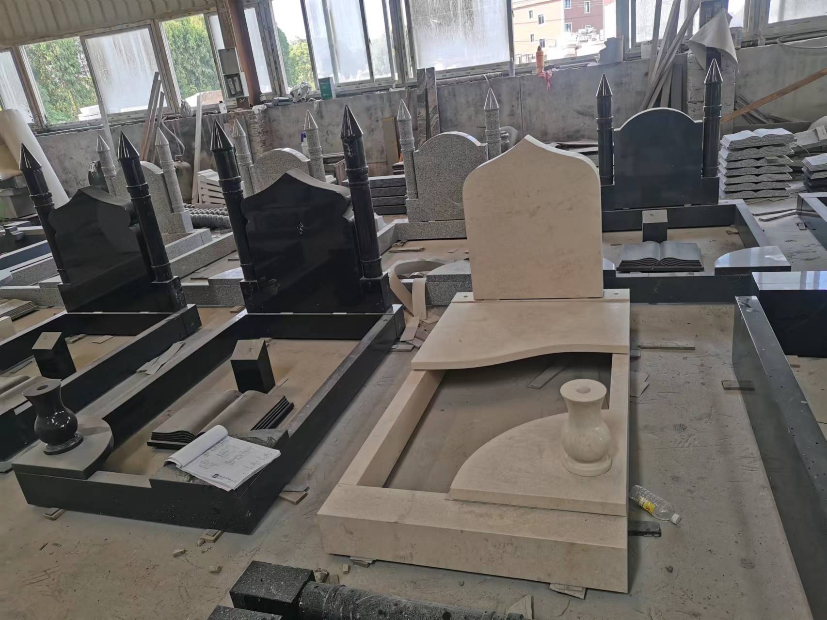 Poland tombstone White rose marble India black granite